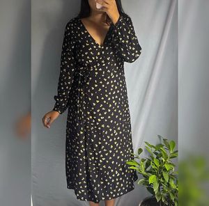 Floral Wrap Midi Dress