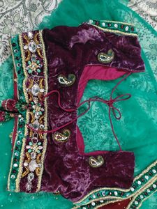 Beautiful Green stone work ready to wear saree