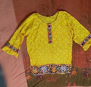 Vibrant Yellow Embroidered Kurta