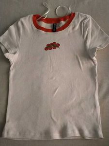 Cute Cherry Embroidered T-Shirt