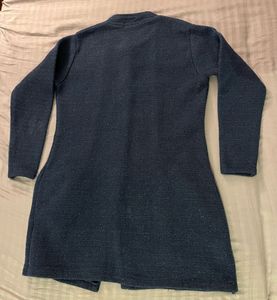 Shimmer Blue Trench Coat Woollen