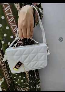 Chic Quilted White Clutch