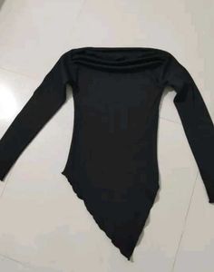 Trendy Black Off-Shoulder Asymmetrical Top