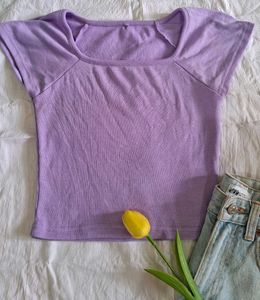 Lilac Ribbed Crop Top