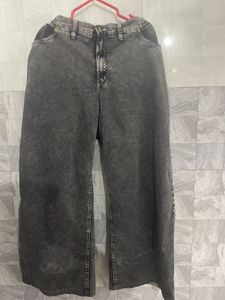 Grey Wash Wide Leg Jeans