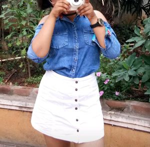 Cut Shoulder Denim Top