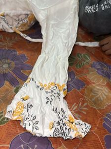 White Floral Print Gown