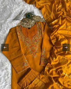 Yellow Embroidered Kurta Set with Palazzo