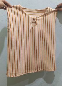 Striped Sleeveless Keyhole Neck Top