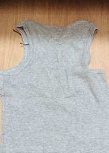 Grey Lace-Up Ribbed Tank Top
