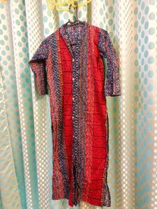 Vintage Red & Blue Print Dress
