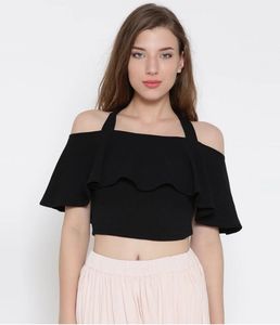 FREE DELIVERY ❗️Black Cold Shoulder Crop To