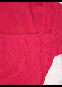 Red Square Neck Long Sleeve Crop Top