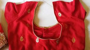 Stunning Red Embroidered Saree