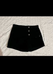 Black Button-Front Skirt