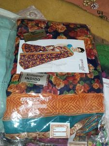 Purple Floral Saree with Gold Border