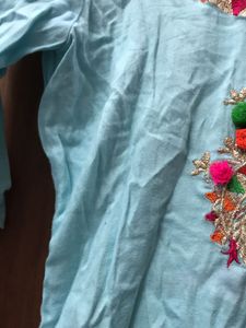 Festive Blue Embroidered Kurta