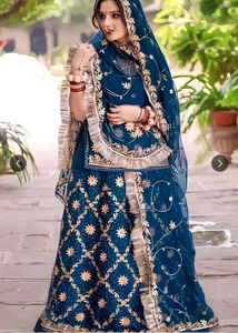 Elegant Teal Embroidered Lehenga Set