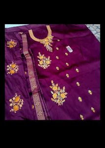 Embroidered Purple Kurta Set