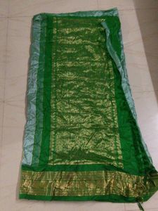 Elegant Green Saree with Gold Border