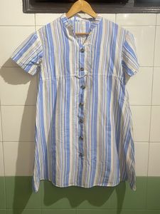 Striped Button-Up Casual Dress