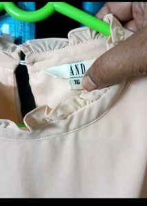 AND Elegant Peach Ruffle Blouse