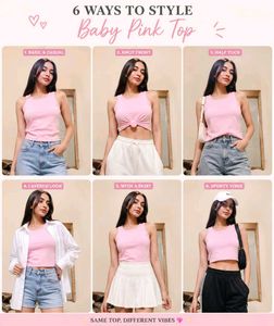 Cute Pink Ribbed Crop Tank Top