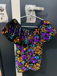 Floral Velvet Cape Top