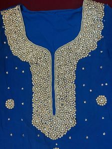 SALE🎉Stone Work Blue Kurta Set