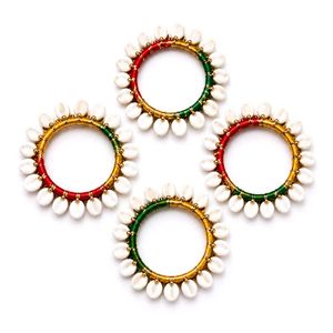 Set of 4 Colorful Bangles with White Embellishment
