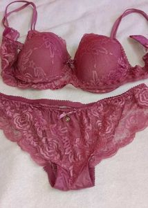 Mauve Lace Bra and Panty Set