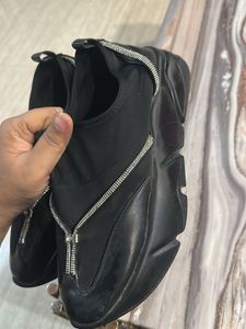 Black Embellished Slip-On Sneakers