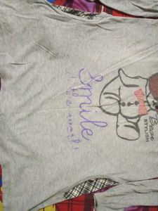 Cute Bear Graphic Top Long Tshirt