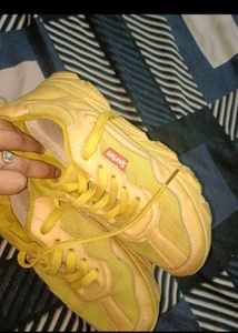 Yellow Lace-Up Sneakers