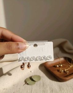 Earring Set – Pearl, Crystal &amp; Rose Gold Hoops 🤍✨
