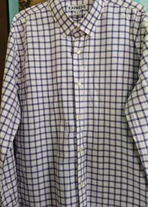 Men's Blue Checkered Long Sleeve Shirt