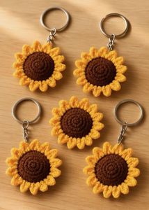 Crocheted Sunflower Keychain