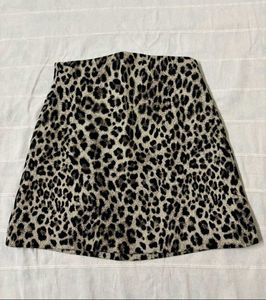 Mango Leopard Print A-Line Skirt