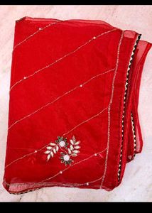 Jimmy Choo Embellished Red Saree