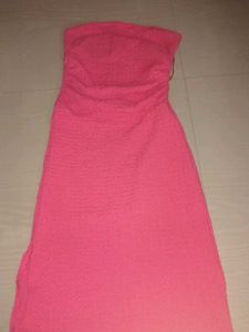 red strapless tube dress with slit valentine's spe