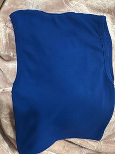 Ribbed Blue Sleeveless Tank Top