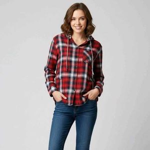 Red Plaid Flannel with Hoodie