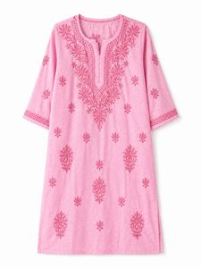 Pink Pure Chikenkari Kurta