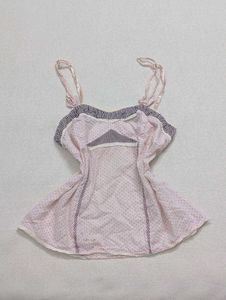 Y2k Coquette Baby Pink Polka Dot Babydoll Top