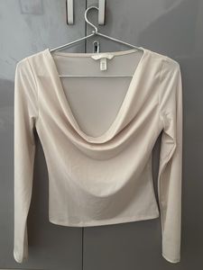 H&M Cream Cowl Neck Long Sleeve Top