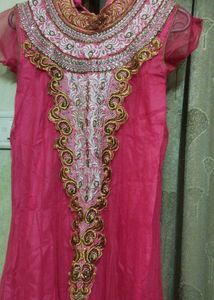 Pink Embroidered Anarkali Kurta Set With Heavy Wor