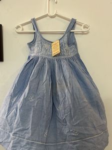 Boho Embroidered Blue Cotton Dress