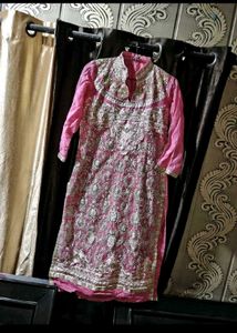Pink Embroidered Kurta with pyami