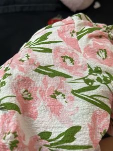 Floral print short puff sleeve dress