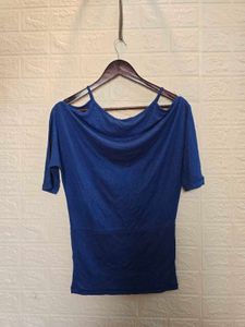 Stylish Blue Cold Shoulder Top